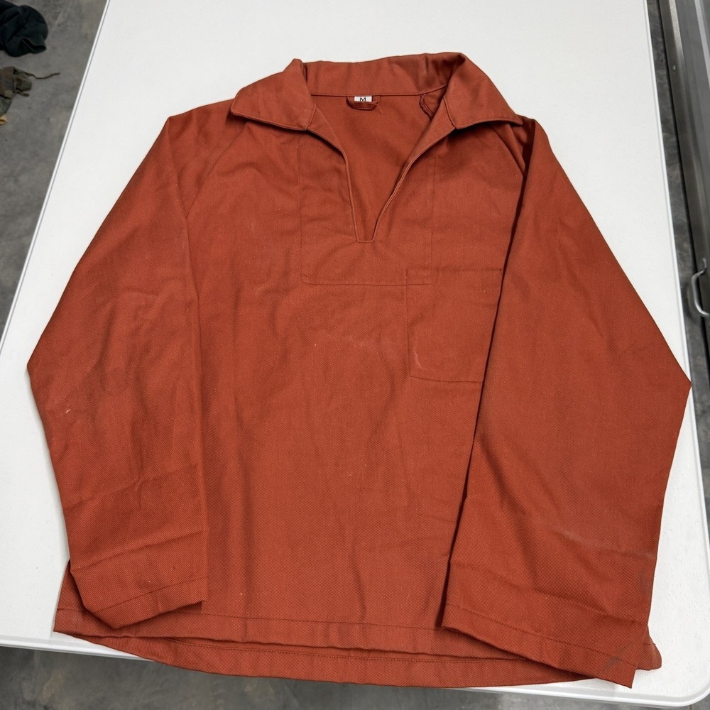 70s L.L. Bean Pullover Shirt Mens M Orange Excellent V-Neck Canvas Utility Chore